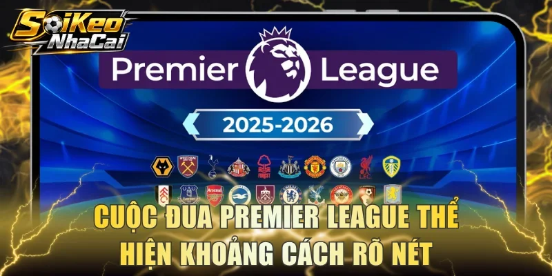 Cuộc đua Premier League thể hiện khoảng cách rõ nét